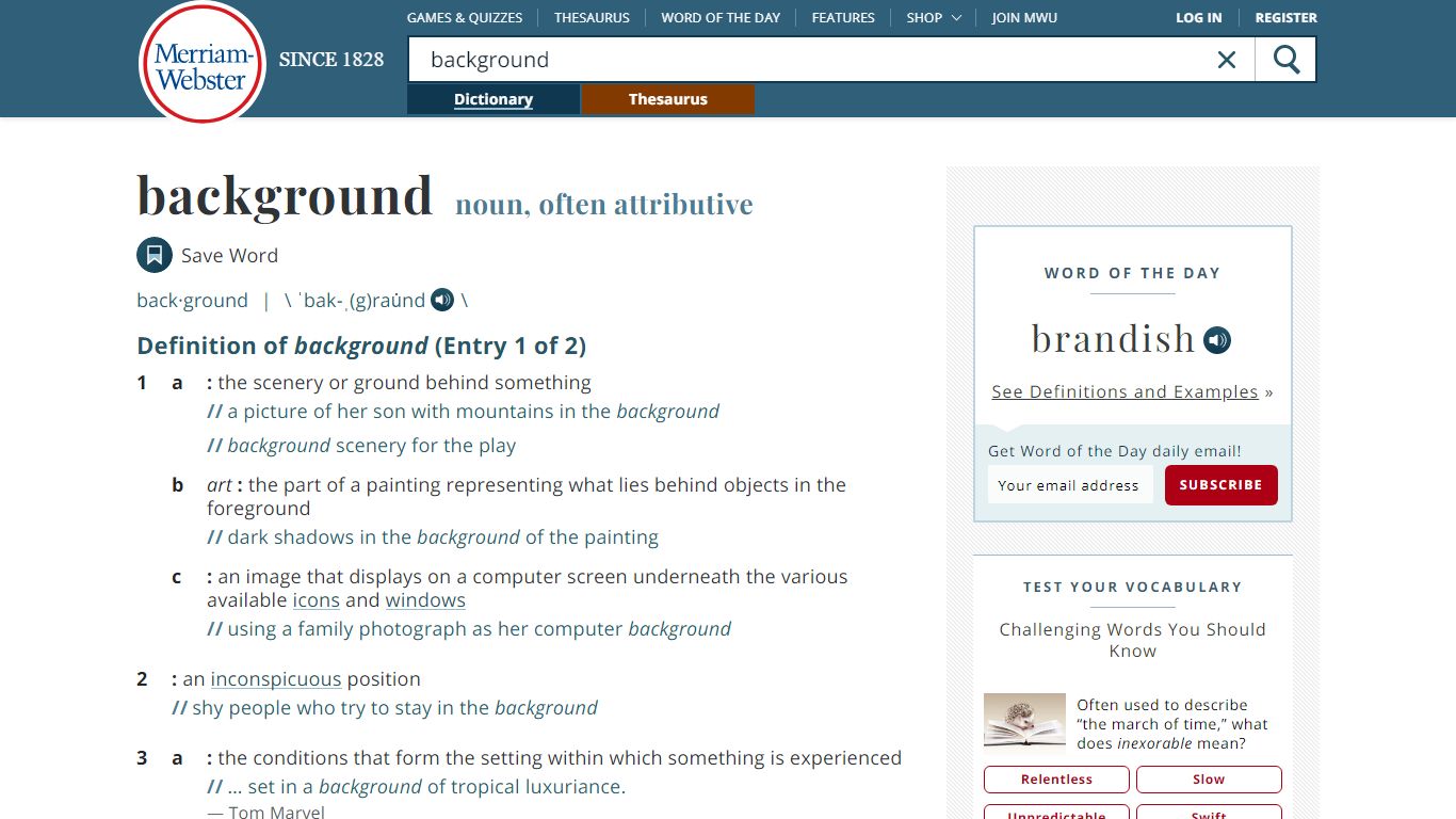 Background Definition & Meaning - Merriam-Webster